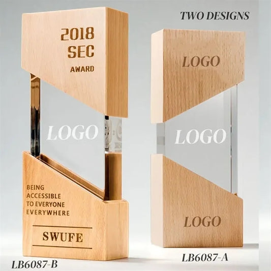 Wooden Plaque Award Crystal Throphy Personalized