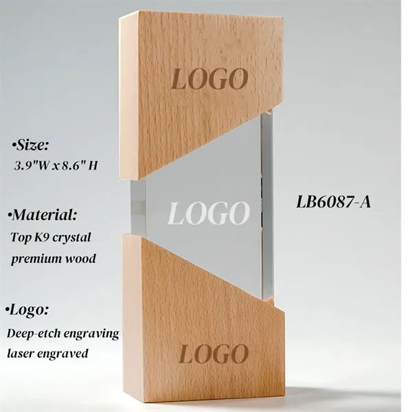 Wooden Plaque Award Crystal Throphy Personalized