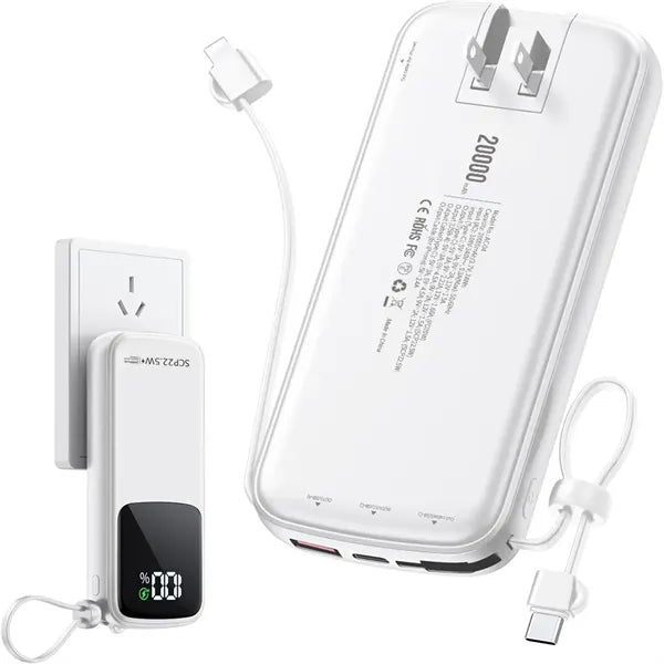 Portable Charger Mega 20000mAh With Cables AC Wall Plug