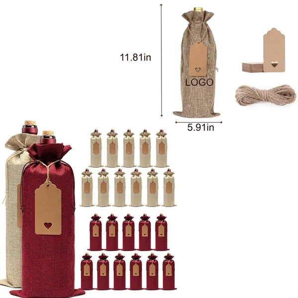 Single Bottle Linen Wine Gift Bags