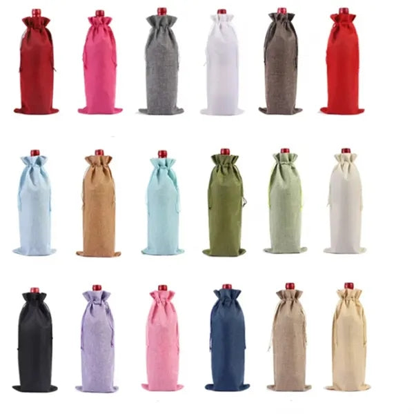 Single Bottle Linen Wine Gift Bags