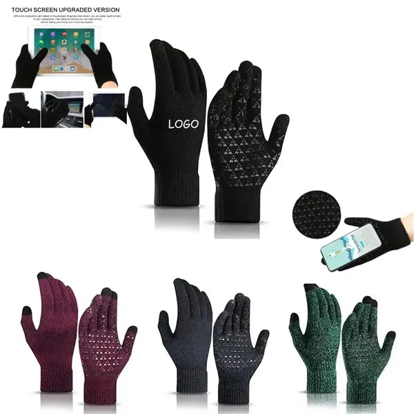 Anti Slip Palm Winter Warm Knit Touchscreen Gloves