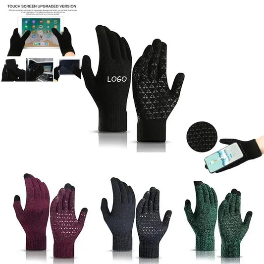 Anti Slip Palm Winter Warm Knit Touchscreen Gloves
