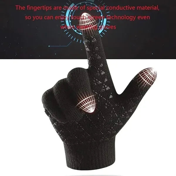 Anti Slip Palm Winter Warm Knit Touchscreen Gloves