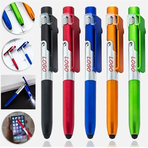 4-in-1 Ballpoint Pen with Stylus,Phone Holder,and LED Light