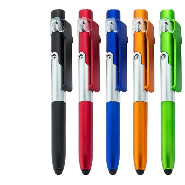 4-in-1 Ballpoint Pen with Stylus,Phone Holder,and LED Light