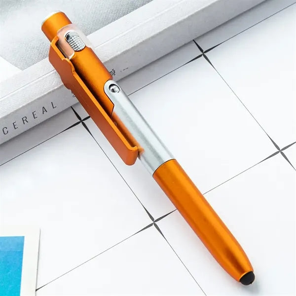 4-in-1 Ballpoint Pen with Stylus,Phone Holder,and LED Light