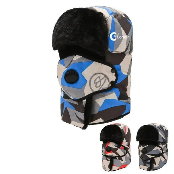 Men's Trooper Trapper Hat with Removable Face Mask Earflaps