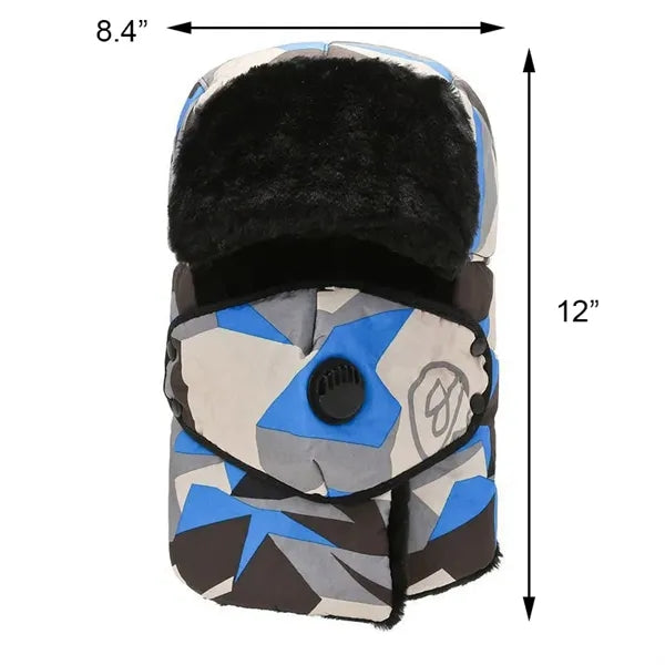 Men's Trooper Trapper Hat with Removable Face Mask Earflaps