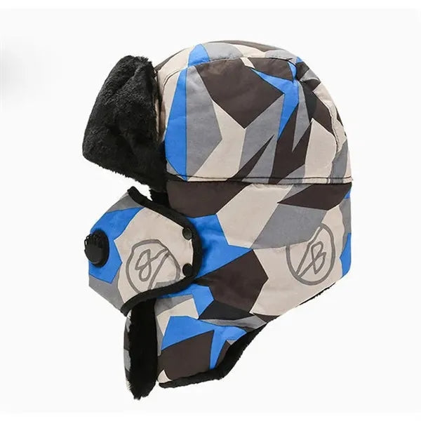 Men's Trooper Trapper Hat with Removable Face Mask Earflaps