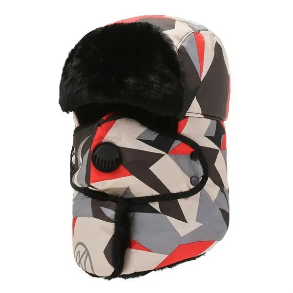 Men's Trooper Trapper Hat with Removable Face Mask Earflaps