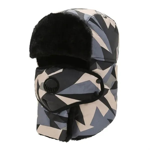 Men's Trooper Trapper Hat with Removable Face Mask Earflaps