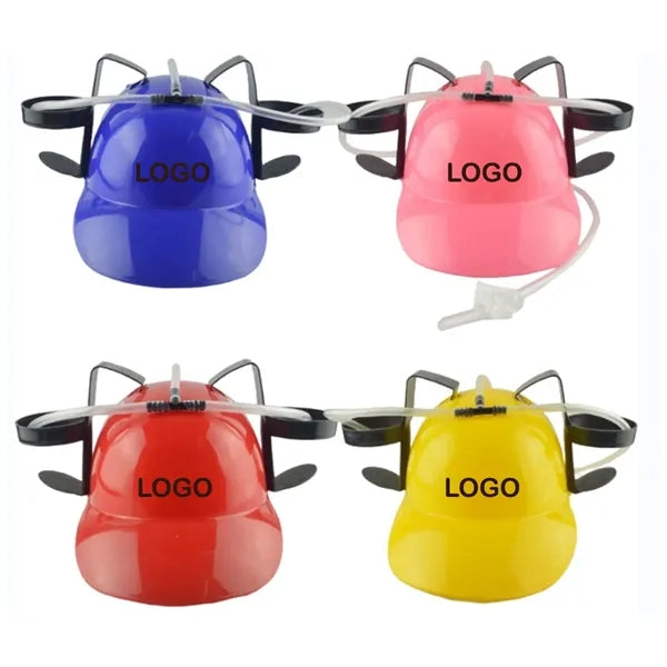 Fun Party Hat For Beer Soda Drinking Helmet With Straw