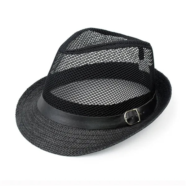 Jazz Straw Fedoras Summer Trilby Vintage Mesh Panama Sun Hat