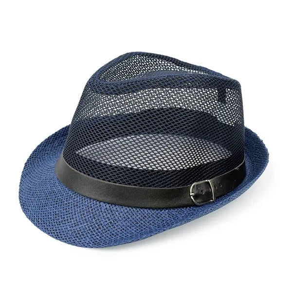 Jazz Straw Fedoras Summer Trilby Vintage Mesh Panama Sun Hat