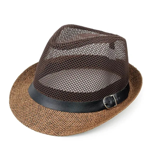 Jazz Straw Fedoras Summer Trilby Vintage Mesh Panama Sun Hat