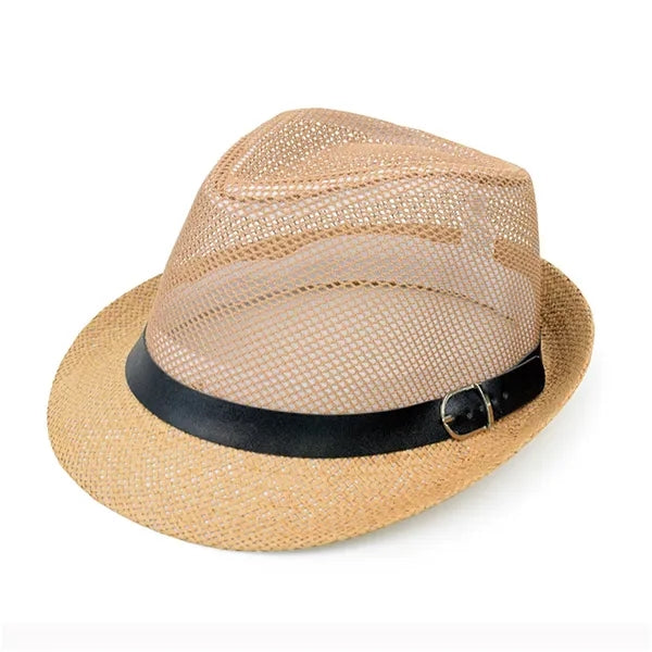 Jazz Straw Fedoras Summer Trilby Vintage Mesh Panama Sun Hat