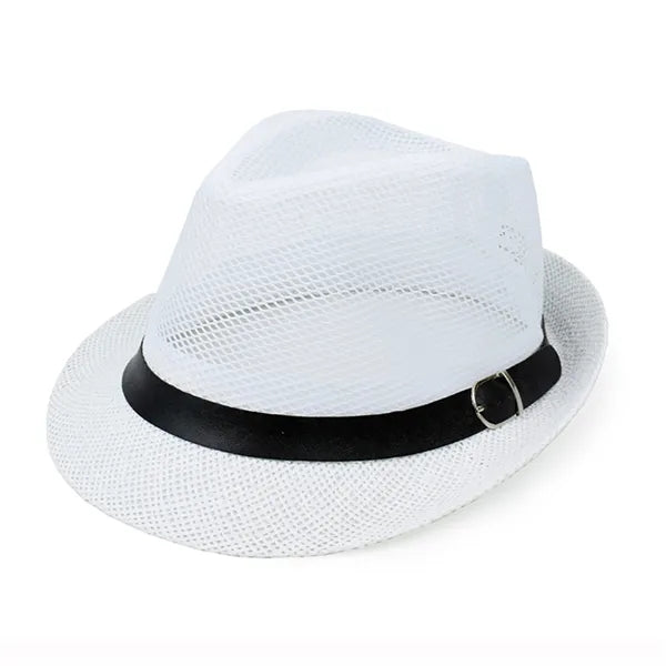 Jazz Straw Fedoras Summer Trilby Vintage Mesh Panama Sun Hat