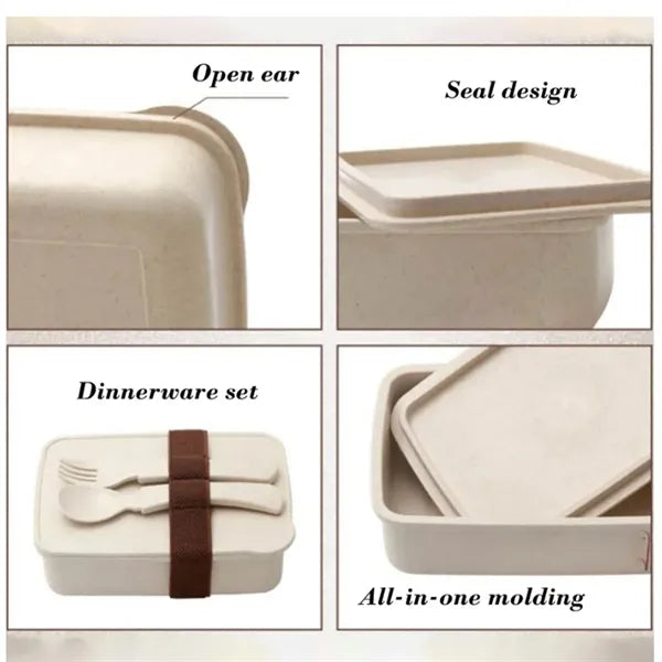 Portable Heated Lunch Box Fiber Bento Food Storage Container