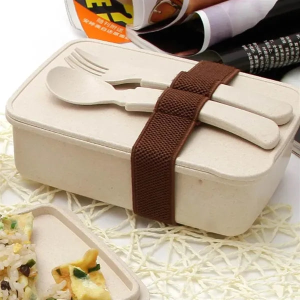 Portable Heated Lunch Box Fiber Bento Food Storage Container