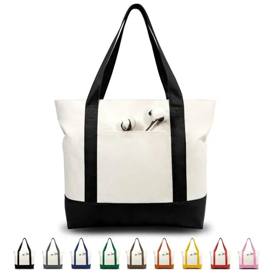 Canvas Tote Bag with External Pocket