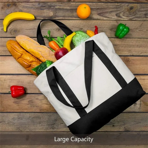 Canvas Tote Bag with External Pocket