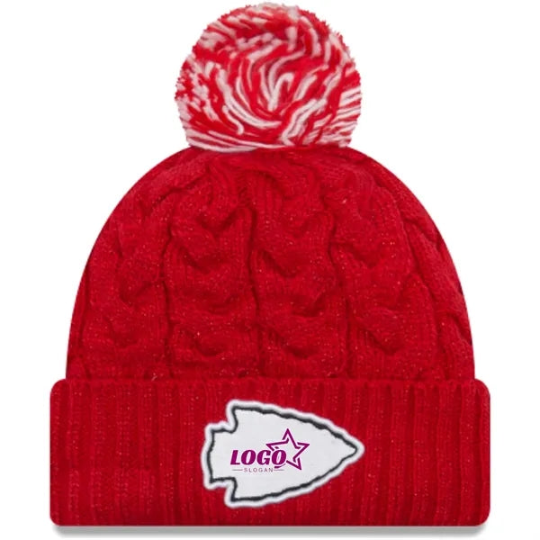 Football Knit Cuff Pom Beanie Hat--All Team