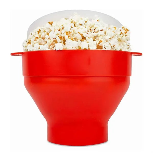 Collapsible Microwave Silicone Popcorn Bowl With Lid