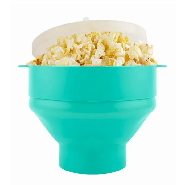 Collapsible Microwave Silicone Popcorn Bowl With Lid