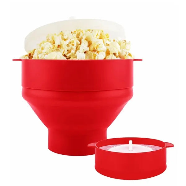 Collapsible Microwave Silicone Popcorn Bowl With Lid