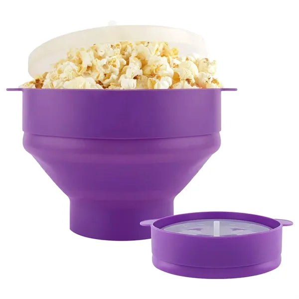 Collapsible Microwave Silicone Popcorn Bowl With Lid