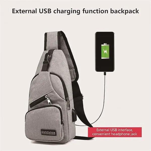 Waterproof Sling Backpack Bag with USB Charging Port