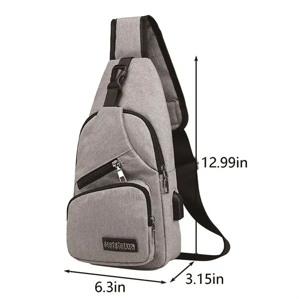 Waterproof Sling Backpack Bag with USB Charging Port
