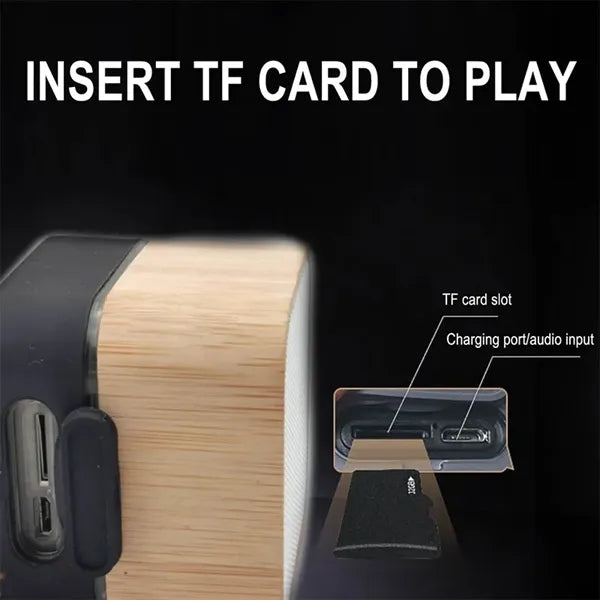 Portable Square Bamboo Wood Wireless Blue/tooth 5.0 Speaker