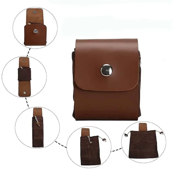 Collapsible Outdoor Foraging Hanging Tool Bag Leather