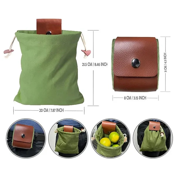 Collapsible Outdoor Foraging Hanging Tool Bag Leather