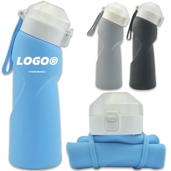23oz Collapsible Silicone Water Bottles Sports Outdoor