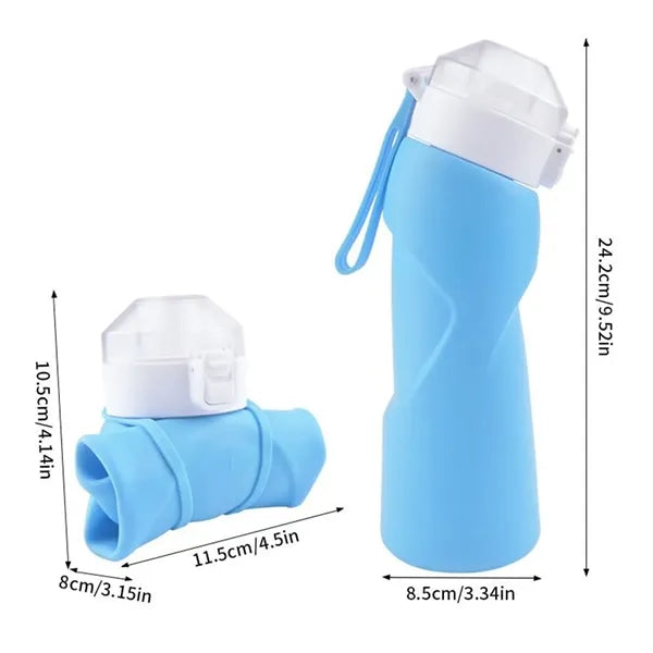 23oz Collapsible Silicone Water Bottles Sports Outdoor