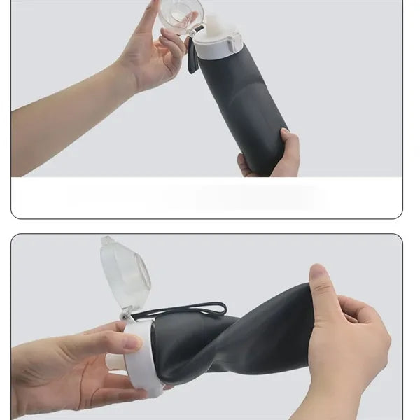 23oz Collapsible Silicone Water Bottles Sports Outdoor