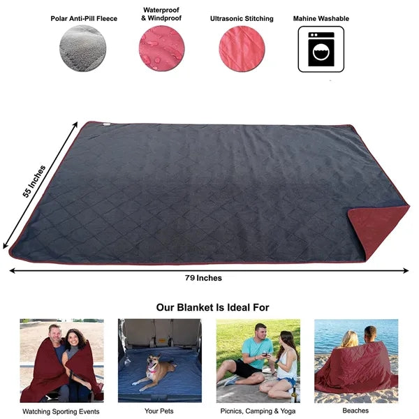 Large Waterproof 250 Gsm Quilted Fleece Stadium Blanket