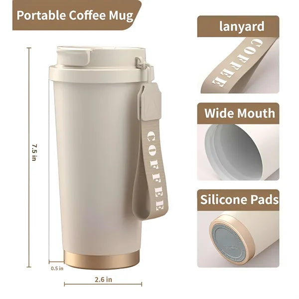 18 Oz Insulated Coffee Mug With Straw And Lid