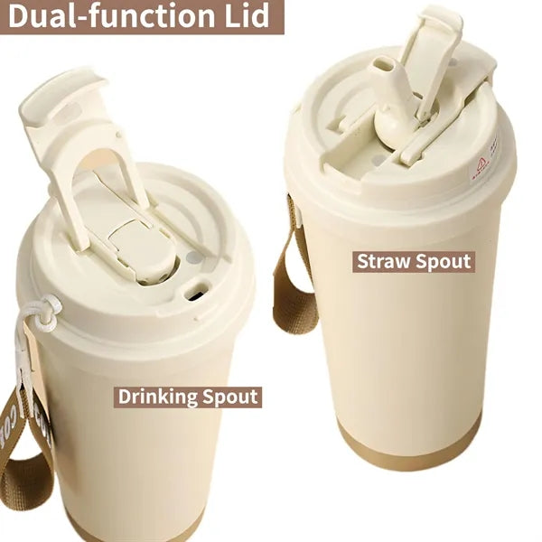 18 Oz Insulated Coffee Mug With Straw And Lid