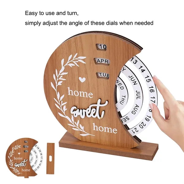 Creative Manual Rotating Wooden Calendar Daily Date