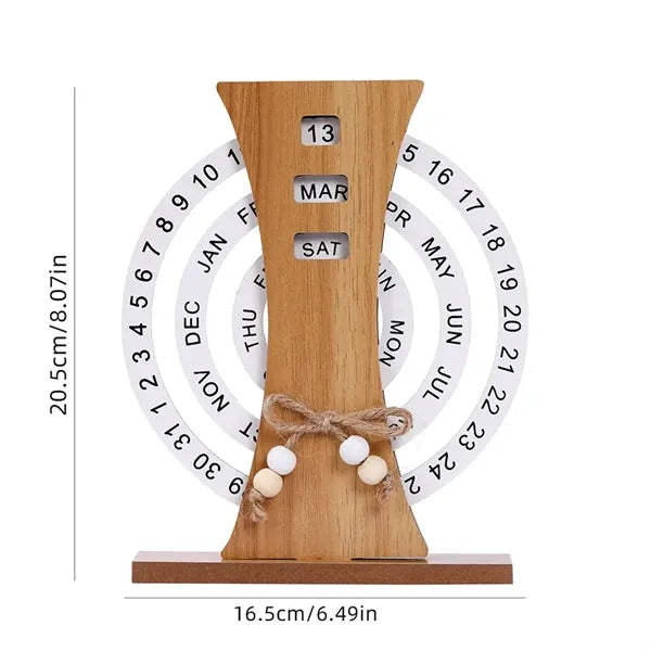 Creative Manual Rotating Wooden Calendar Daily Date