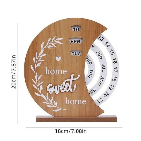 Creative Manual Rotating Wooden Calendar Daily Date