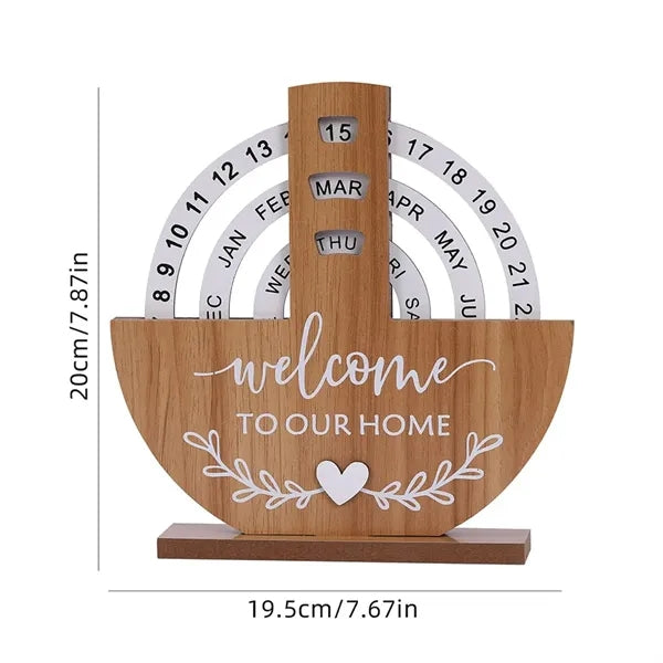 Creative Manual Rotating Wooden Calendar Daily Date