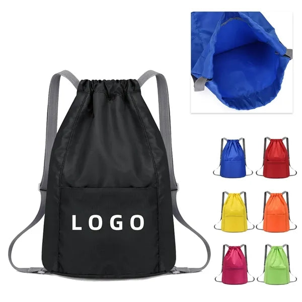 Drawstring Backpack With Pocket