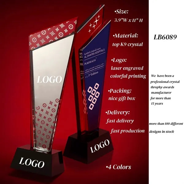 Engraved Crystal Award Appreciation Trophy