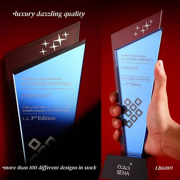 Engraved Crystal Award Appreciation Trophy