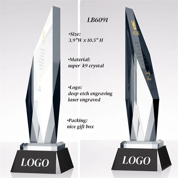 Engraved Crystal Award Appreciation Trophy Personalized